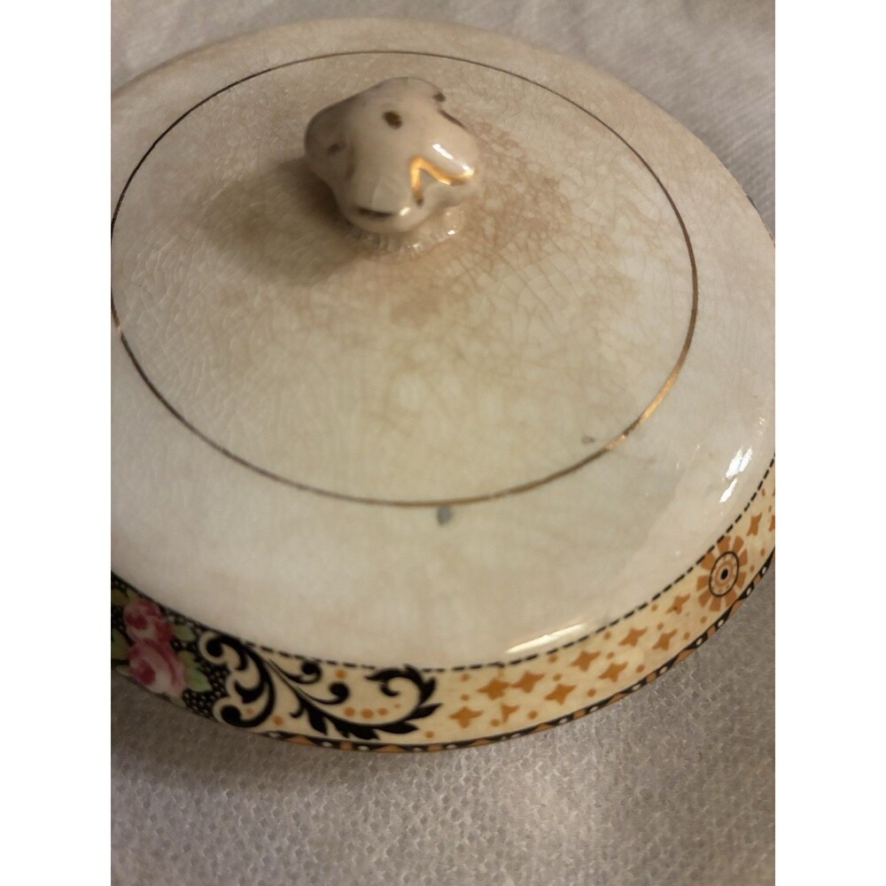 Vintage Illinois China Co Lincoln Illinois Floral Sugar Bowl & Lid USA - Picture 8 of 16